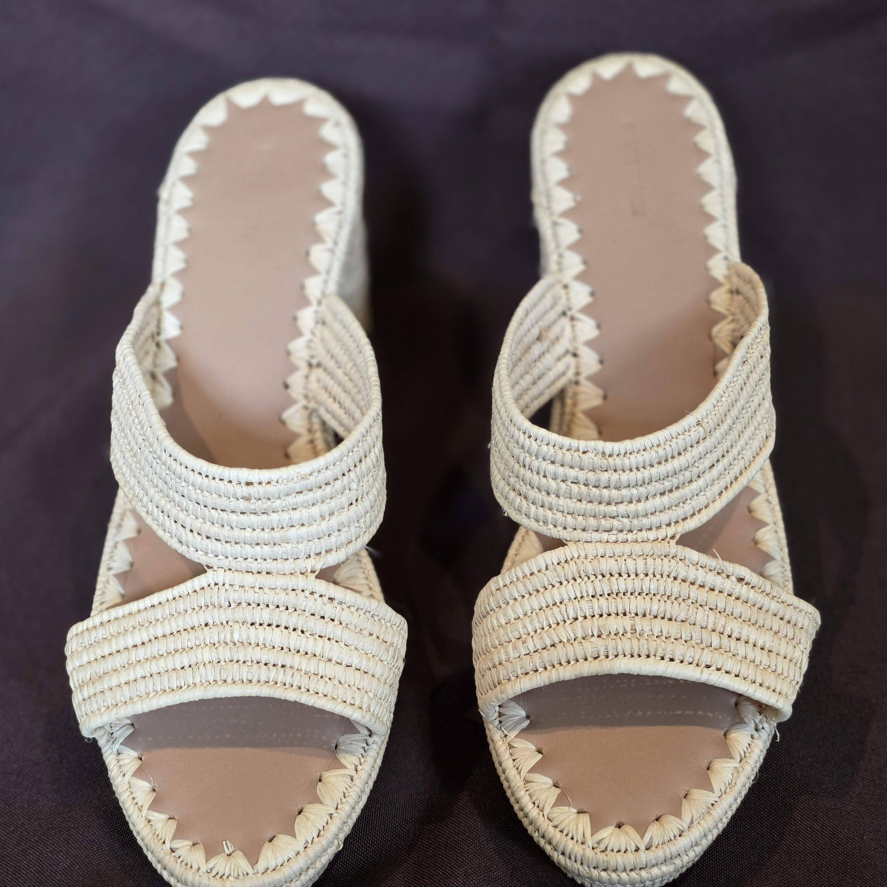 Carrie Forbes Raffia Block Heel Shoes